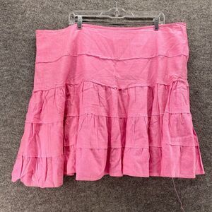 Erica Brooke Skirt Women 24 Plus Pink A-Line Midi Zipper Linen Mid Rise Casual